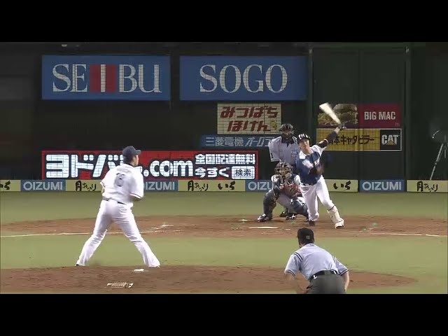 4回表 ファイターズ石川慎 タイムリー2塁打を放ち1-1の同点に追いつく!! 2014/7/2 L-F