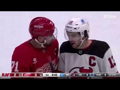 Massive Scrum Between Detroit Red Wings And New Jersey Devils