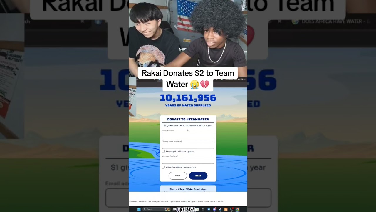Rakai donates $2 to Team Water 😭💔 #shorts #teamwater