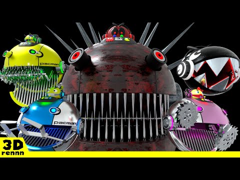 Pacman & Chain Chomp VS GIANT SPIKE ROBOT PACMAN