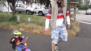 Aleksander on a bike. 1 year & 4 month old.