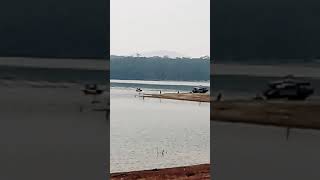 preview picture of video 'Speed boat with person skiing at Blue Rock Lake 15 knot speed limit...'