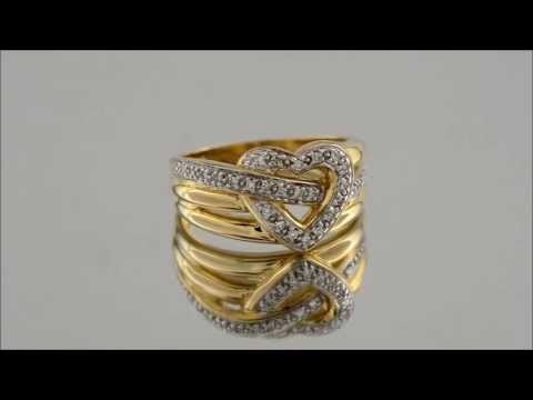 9ct Gold 15pt Diamond Heart Band Ring - D9225
