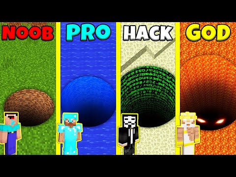 Minecraft Battle: TUNNEL HOUSE BUILD CHALLENGE - NOOB vs PRO vs HACKER vs GOD / Animation PIT