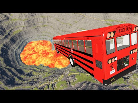 Leap Of Death Car Jumping Into Lava Pit - BeamNG.Drive