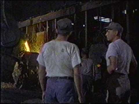 Kaiser Steel, open hearth furnace scene from the movie "Steel Town", 1952