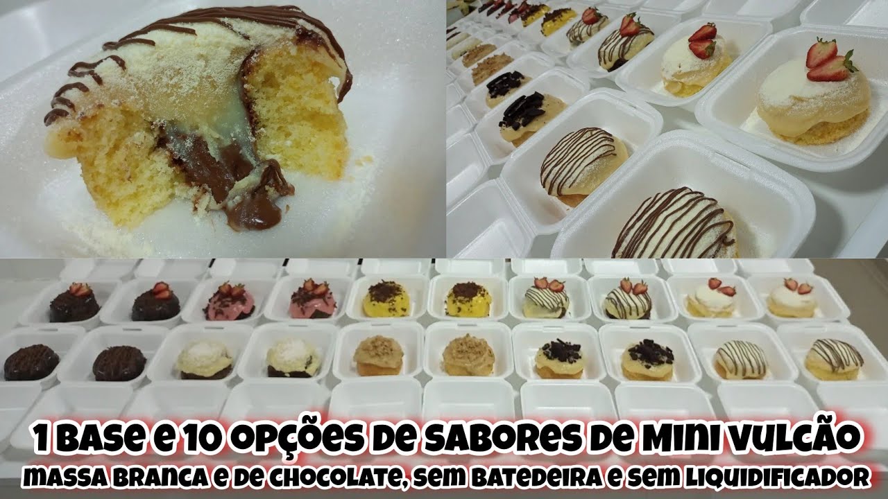 MINI BOLO VULCÃO ❤️ Sucesso de vendas. 1 base e 10 opções de sabores. para quem quer vender muito 🙏