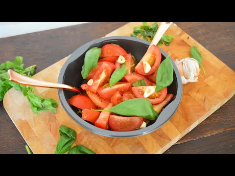 Fresh Tomato Basil Garlic Salad Recipe | Quick & Easy Salad