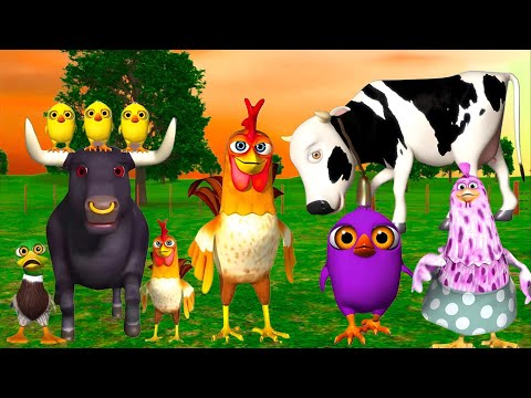 El Pollito pío 3d | El toro se congela jugando en el juegodel Toro y el Tractor 3D