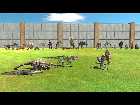 3 VS 2 ALL DINOSAURS WITH REPTILES VS INFERNALS WITH MUTANT PRIMATE - Animal Revolt Battle Simulator