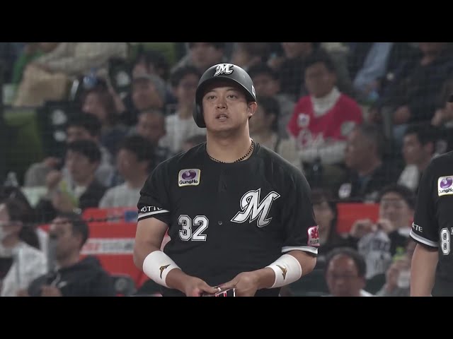 【6回表】満塁のチャンスをものにする!! マリーンズ・佐藤都志也 内野安打で勝ち越し!! 2025年4月8日 埼玉西武ライオンズ 対 千葉ロッテマリーンズ