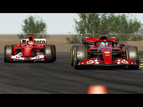 Ferrari F2004 Michael Schumacher vs Ferrari  SF 23 Charles Leclerc at Chuckwalla Valley Raceway