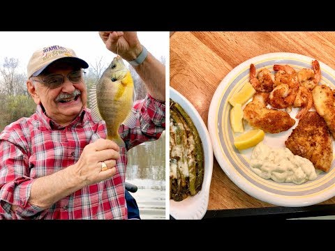 Fishing for Potato Crusted Bluegill (low carb, minimal skill)