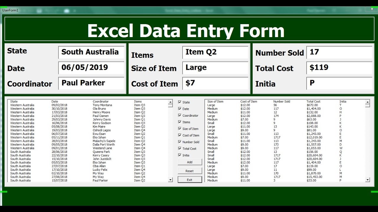 How To Create Excel VBA Data Entry Form With a UserForm