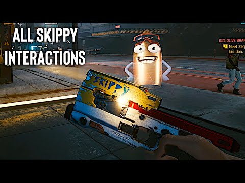 Cyberpunk 2077 - All Skippy Interactions Dialogue (Skippy The Talking Gun)