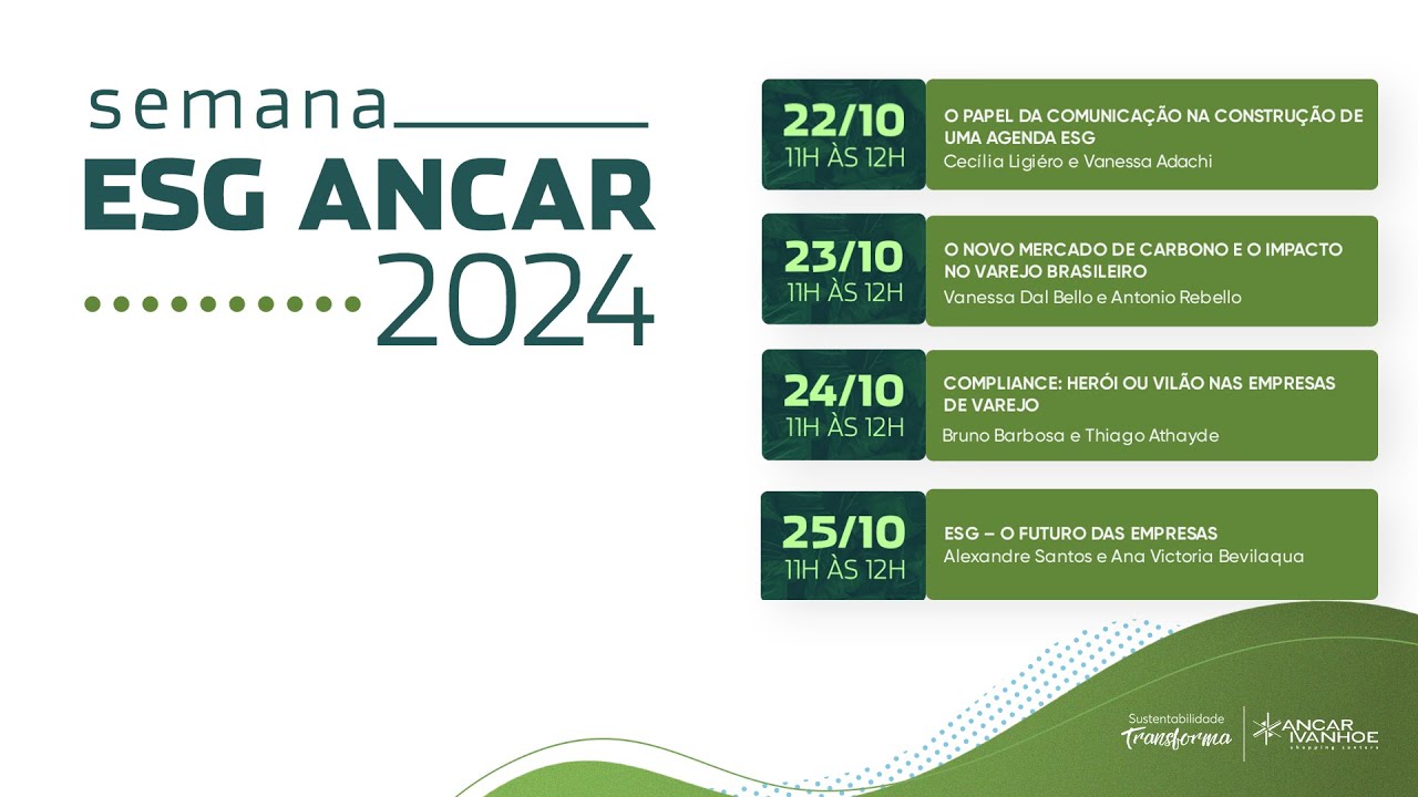 Semana ESG Ancar 2024 |  O Novo Mercado de Carbono e o Impacto no Varejo Brasileiro