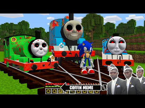 EVIL THOMAS THE TANK ENGINE.EXE and FRIENDS in Minecraft - Coffin Meme PJ MASKS and SONIC