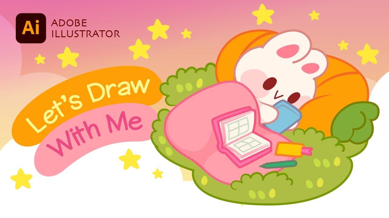 Drawing Sleepy Cute Bunny  | Vector Art in Adobe Illustrator