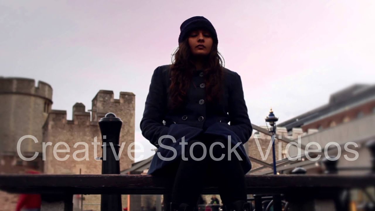 Young woman city time lapse tracking shot.