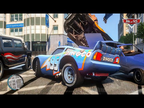 Crazy Rayo Lightning McQueen Dinoco Car Crashes Ep.5 - GTA 4