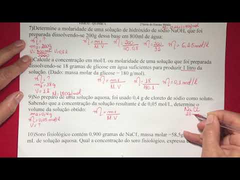 Concentração Molar ou Molaridade em mol/l