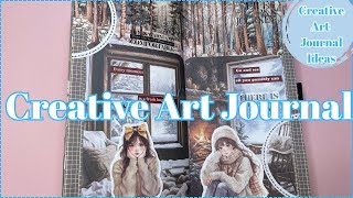 CREATIVE ART JOURNAL | CREATIVE ART JOURNAL IDEAS | WINTER GIRLY THEME