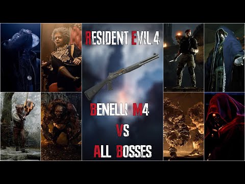 Benelli M4 (Mod) VS All Bosses - Resident Evil 4 Remake (Professional) 4K 60Fps
