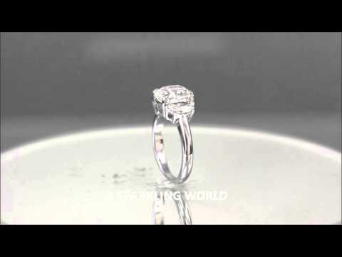 18K WHITE GOLD CUSHION CUT DIAMOND ENGAGEMENT RING 2.80CT - ASW - 815N