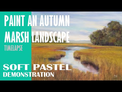 Paint an Autumn Marsh Landscape in Pastel - Time Lapse