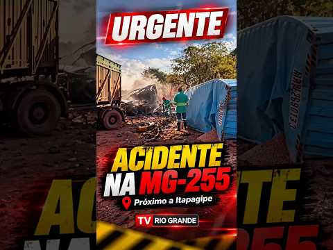 CARRETA PEGA FOGO após acidente na MG-255 em Itapagipe