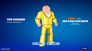 How To Get Gold Plated Peter Griffin Skin & Fancy Peter Griffin Style NOW FREE In Fortnite!