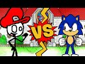 M U G E N Battles Stick Mario Vs Sonic The Hedgehog