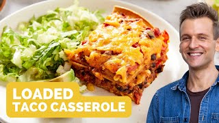 Loaded Taco Squares Casserole | The perfect recipe to load up on your favorite toppings!