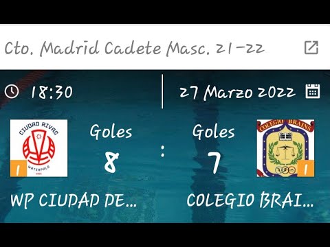 CADETE MASCULINO WP CIUDAD DE RIVAS VS COLEGIO BRAINS 27/03/2022