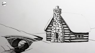 How to Draw a Cozy Cabin in the Snow