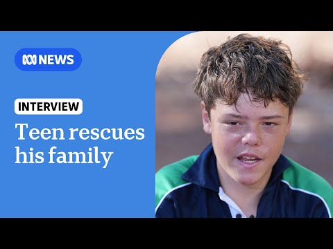 13yo boy recounts heroic 4km swim to save his family stranded at sea | ABC NEWS
