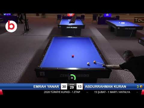 EMRAH YANAR & ABDURRAHMAN KURAN Bilardo Maçı - 2020 TK 1.ETAP ANTALYA-2.TUR