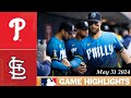 Philadelphia Phillies Vs. St.Louis Cardinals GAME HIGHLIGHTS May 31, 2024 | 2024 MLB Season