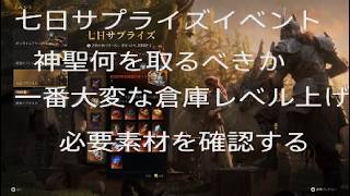 倉庫レベル10～MAXまでに必要な素材と七日サプライズイベント[mistfall hunter]