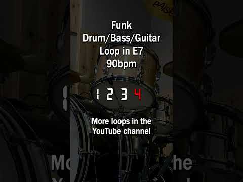 Funk Drum, Bass and Guitar loop in E7 -  90bpm #drumloop #funkguitar  #funkbass