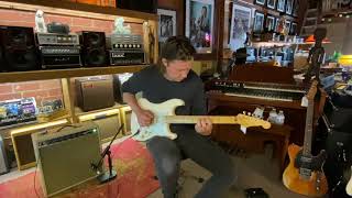 Video thumbnail for Whitfill S-Style Electric Guitar - Vintage White with Gold Anodized Pickguard by L.A. Vintage Gear