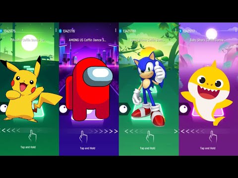 Pikachu vs Among Us vs Sonic vs Baby Shark | Tiles Hop