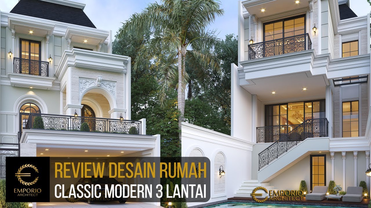 Video 3D Desain Rumah Klasik Modern 3 Lantai Ibu Happy - Jakarta Selatan