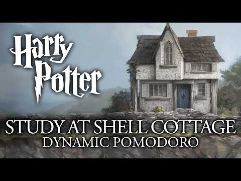 ✅ Study Retreat by the Sea 🌊 3h Harry Potter Pomodoro Study Session, Shell Cottage ASMR sounds