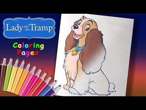 Lady and the Tramp Coloring Page for Kids. Cocker Spaniel Lady Speed Coloring Video
