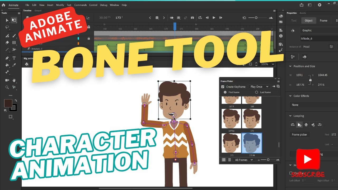 Adobe Animate character animation tutorial using bone tool #adobeanimate #2danimation