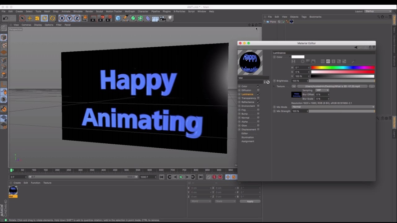 Cinema 4D Tutorial - How to Use Video as a Texture
