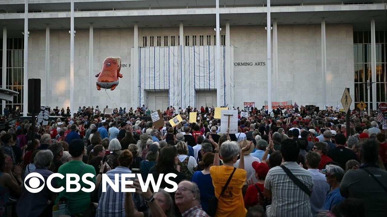Protesters gather at Kennedy Center after Trump threatens demolition