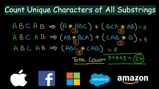 YouTube video 'Count Unique Characters of All Substrings of a Given String | Leetcode 828'