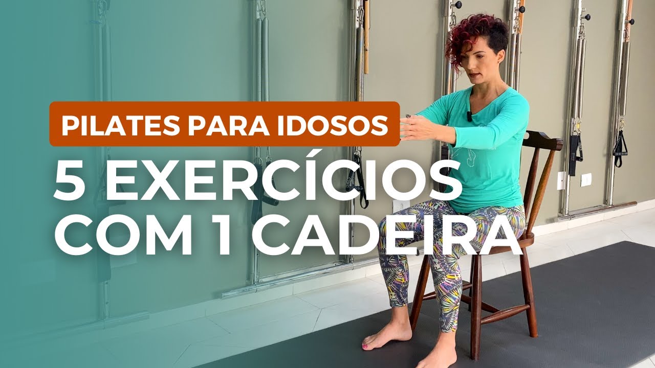 PILATES PARA IDOSOS: 5 Exercícios com 1 cadeira (AULA COMPLETA) #treinecomigo